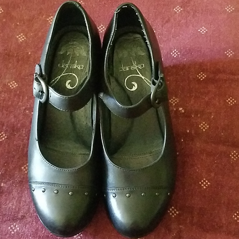 Dansko black Mary Jane wedge 38